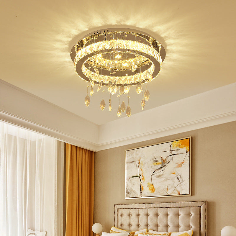 Crystal Flush Mount Light LED Contemporary Ceiling Lamp for Dining Room