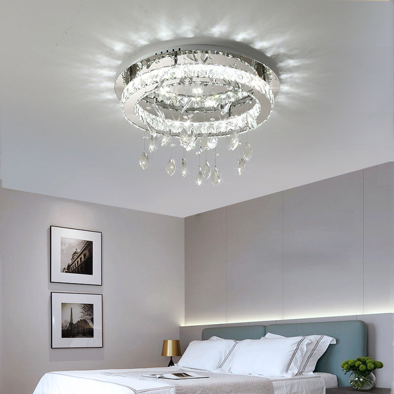 Crystal Flush Mount Light LED Contemporary Ceiling Lamp for Dining Room