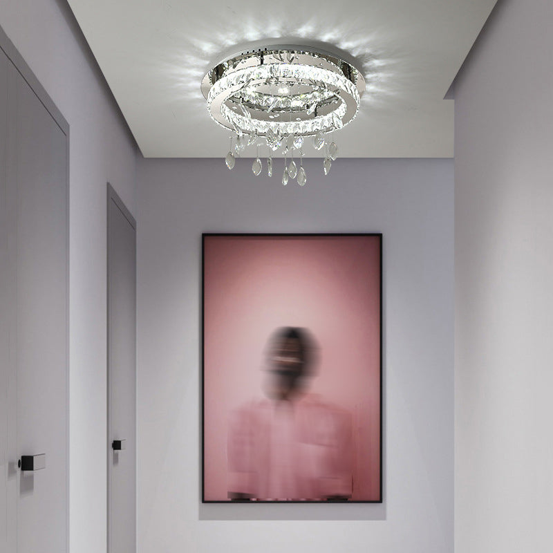 Crystal Flush Mount Light LED Contemporary Ceiling Lamp for Dining Room