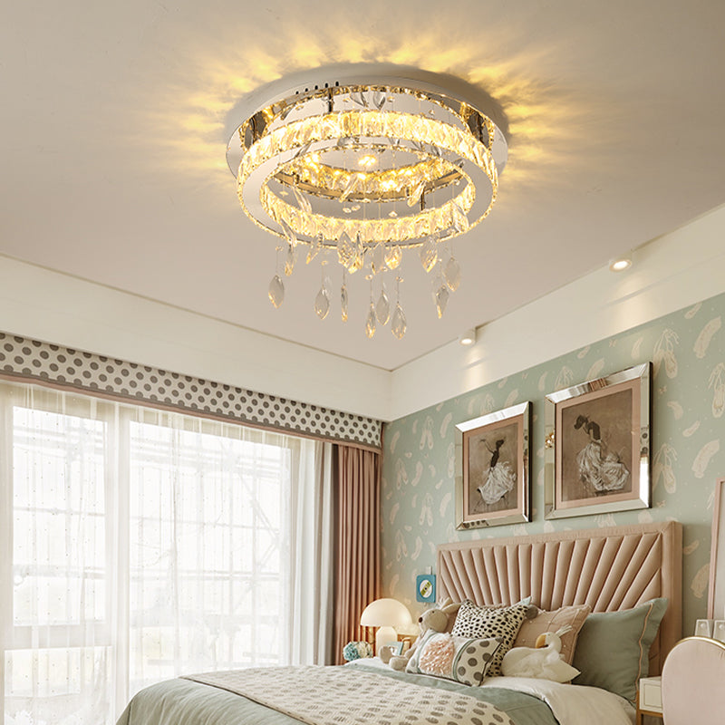 Crystal Flush Mount Light LED Contemporary Ceiling Lamp for Dining Room