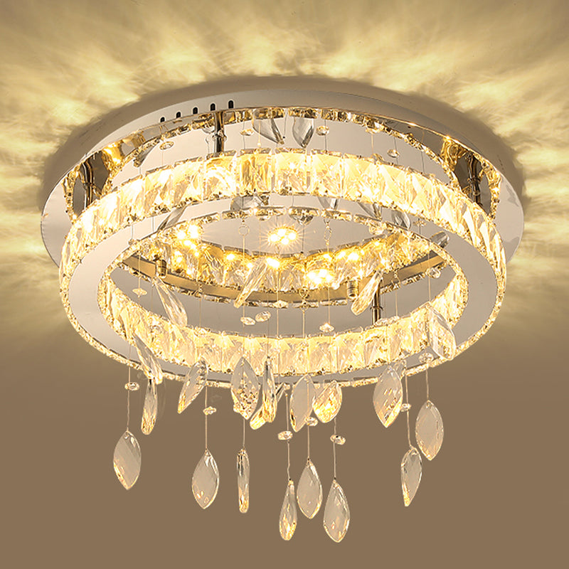 Crystal Flush Mount Light LED Contemporary Ceiling Lamp for Dining Room