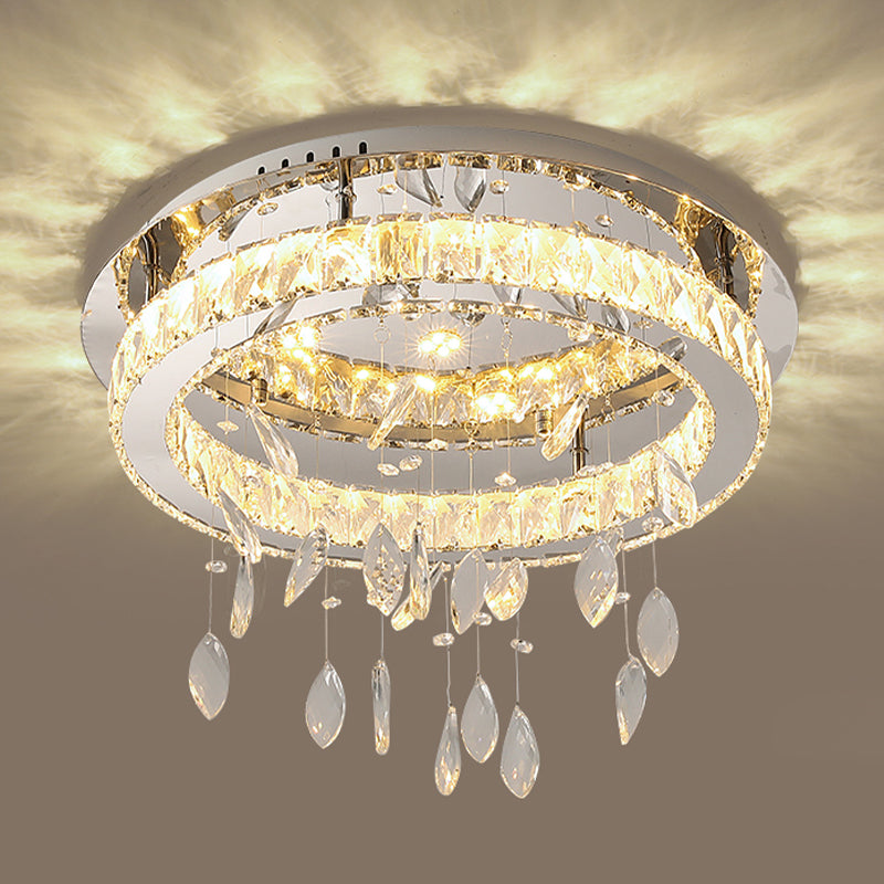 Crystal Flush Mount Light LED Contemporary Ceiling Lamp for Dining Room