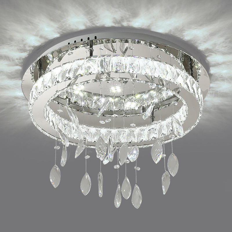 Crystal Flush Mount Light LED Contemporary Ceiling Lamp for Dining Room