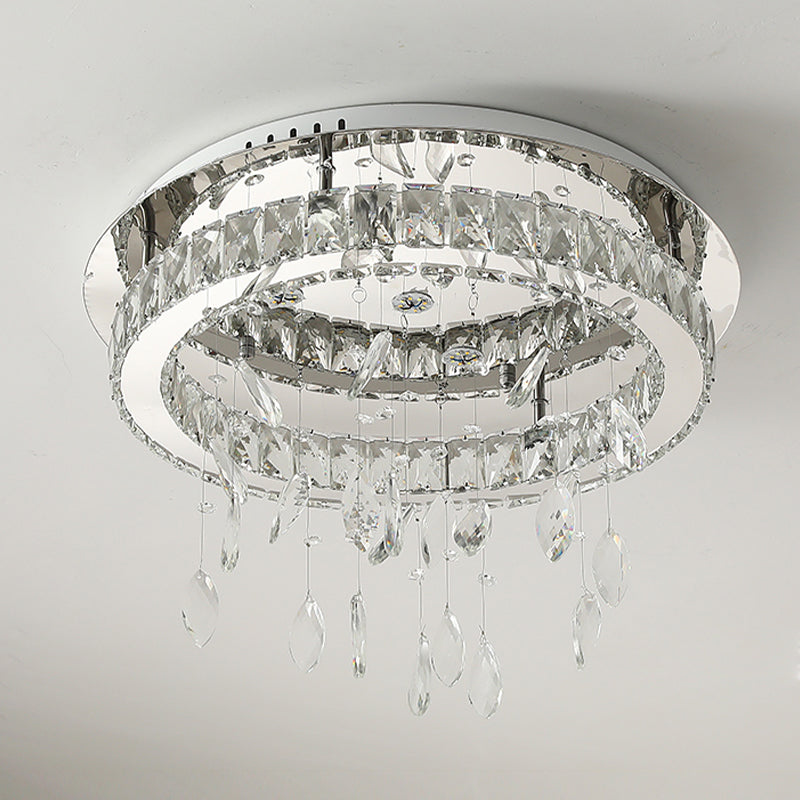 Crystal Flush Mount Light LED Contemporary Ceiling Lamp for Dining Room