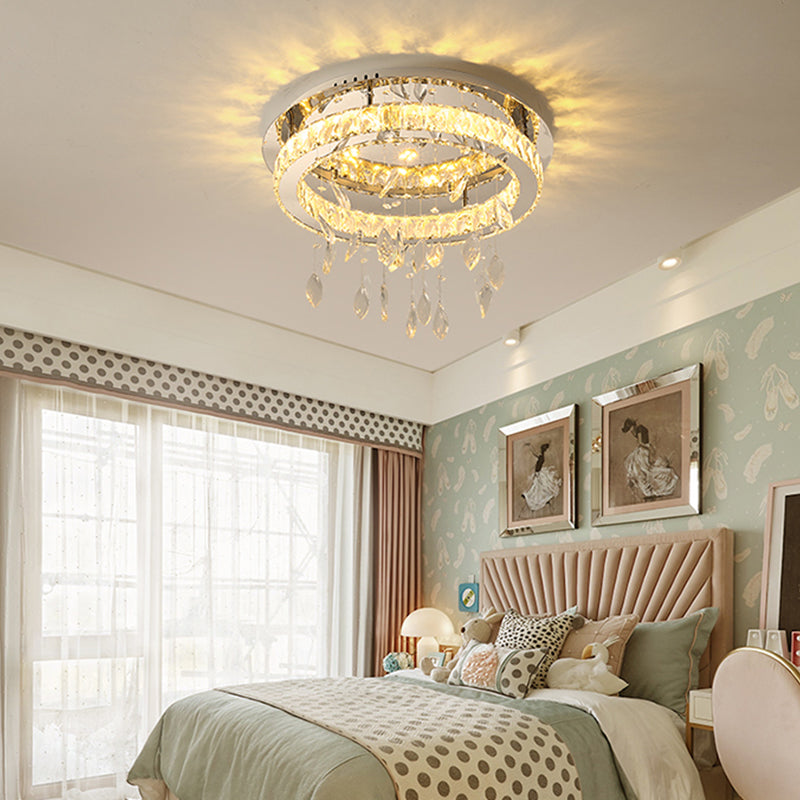 Crystal Flush Mount Light LED Contemporary Ceiling Lamp for Dining Room
