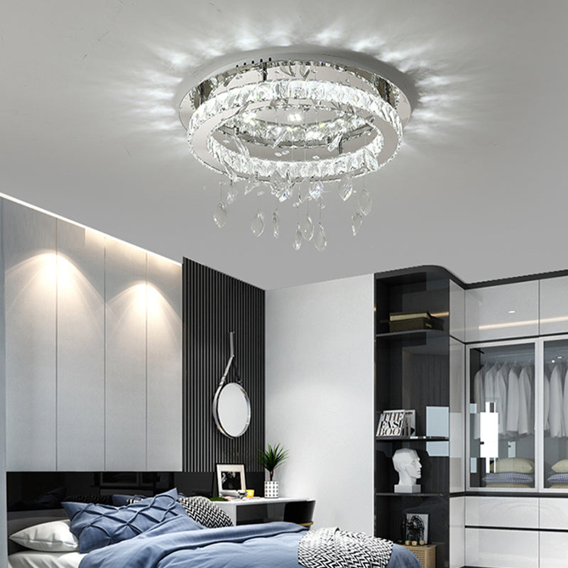 Crystal Flush Mount Light LED Contemporary Ceiling Lamp for Dining Room