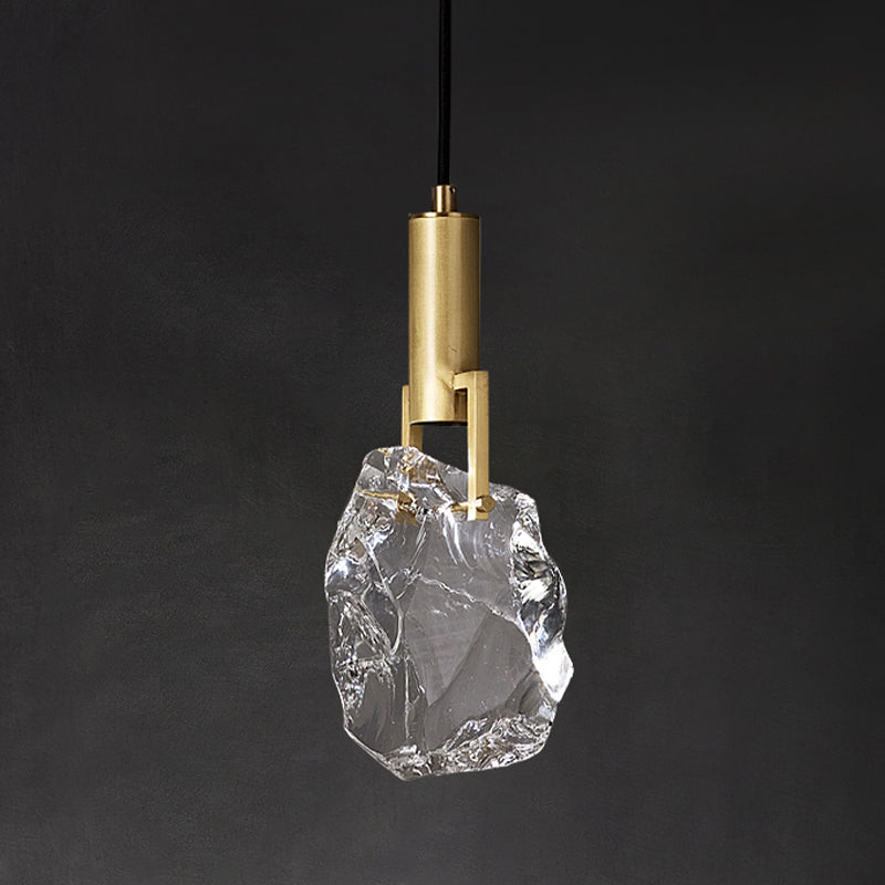 Zeitgenössischer Stil steinförmiger LED -Anhänger Kristall 1 hängende Lampe für Schlafzimmer