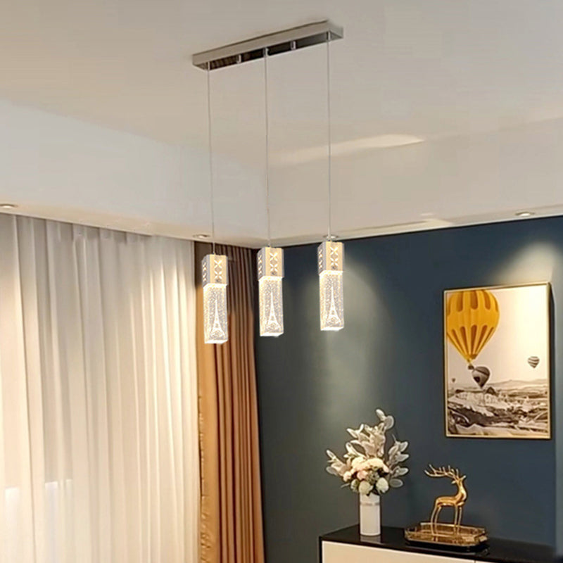 Lineaire hangende verlichtingsarmaturen Moderne 3-lichts heldere suspensielamp met kristalschaduw