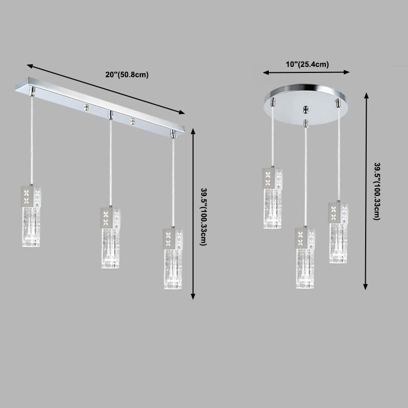 Lineaire hangende verlichtingsarmaturen Moderne 3-lichts heldere suspensielamp met kristalschaduw