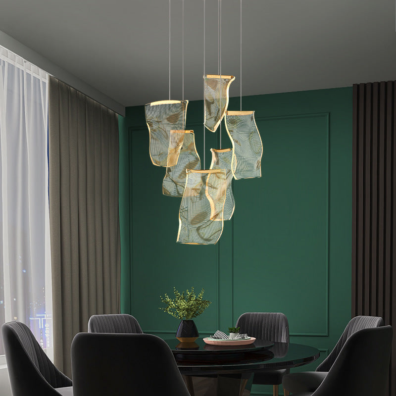 Paper Hanging Light Fixtures Modern Simple Acrylic Ceiling Pendant for Stairwell