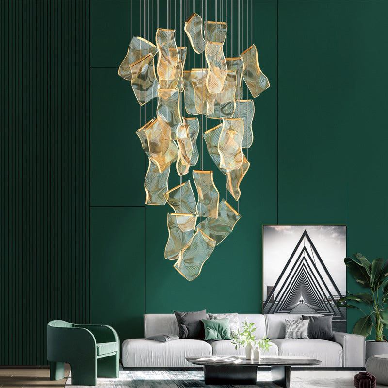 Paper Hanging Light Fixtures Modern Simple Acrylic Ceiling Pendant for Stairwell