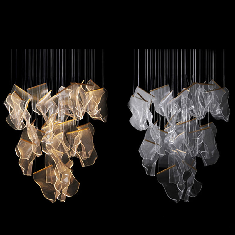 Paper Hanging Light Fixtures Modern Simple Acrylic Ceiling Pendant for Stairwell