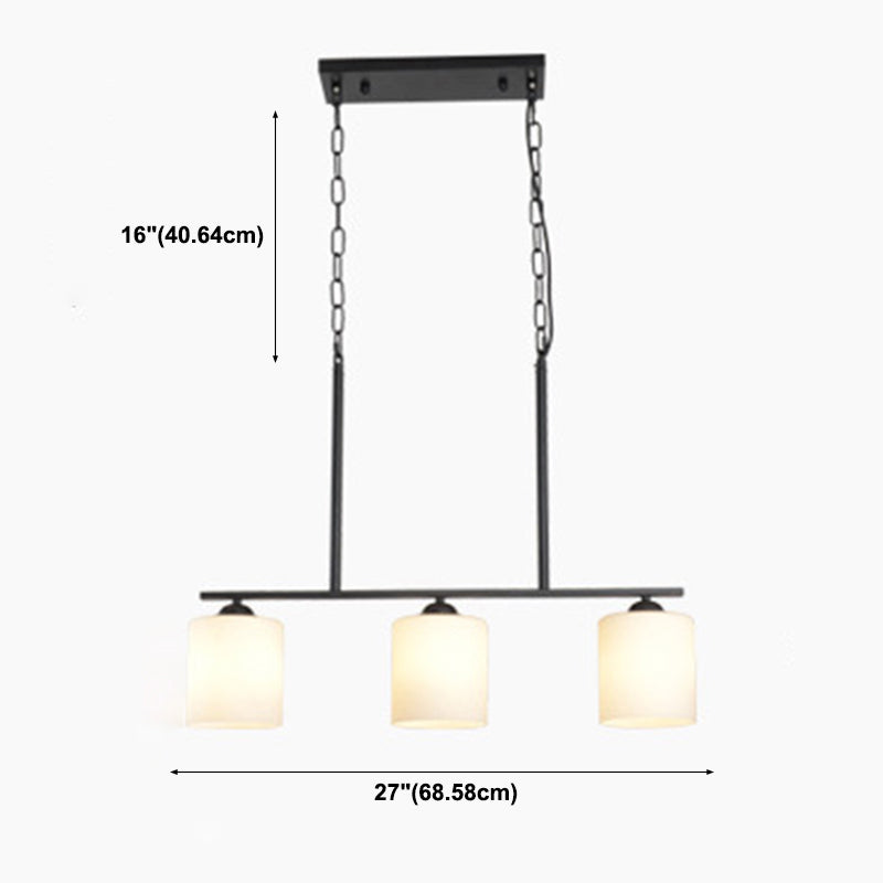 Modern Style Cylinder Chandelier Light Glass 3 Lights Hanging Ceiling Light