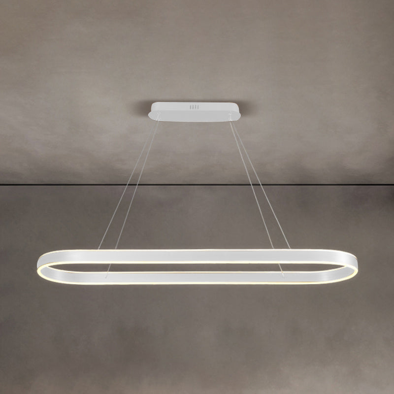 Oval Aluminum Island Pendant Lights Modern Style 2-Lights Chandelier Lamp Fixtures