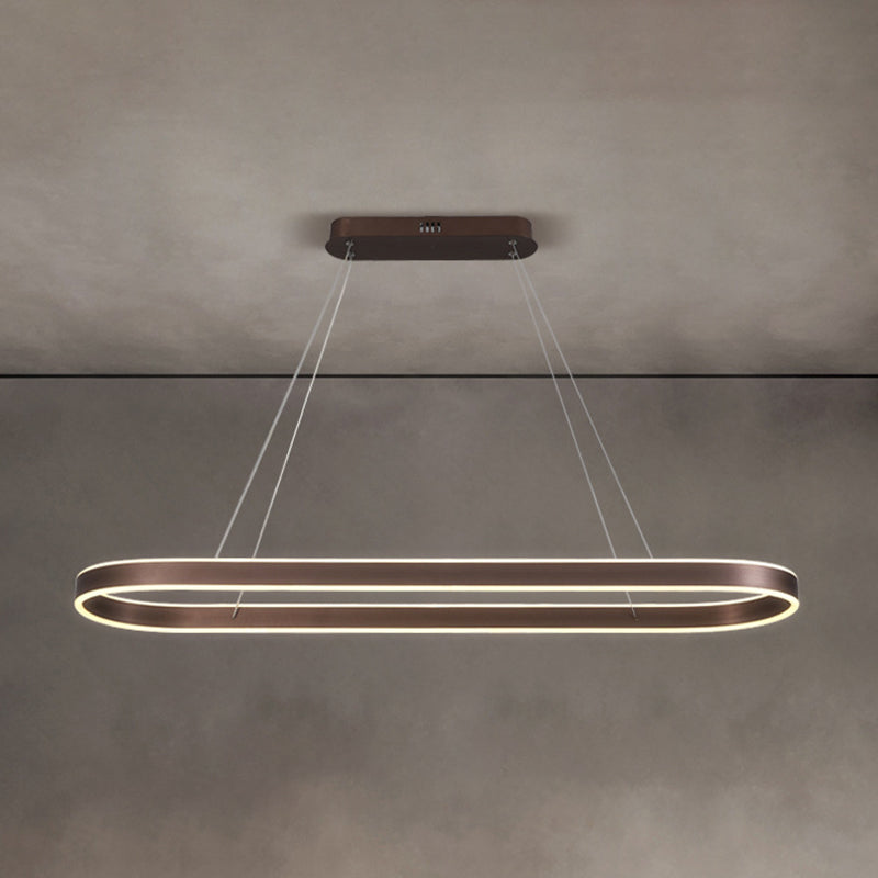 Oval Aluminum Island Pendant Lights Modern Style 2-Lights Chandelier Lamp Fixtures