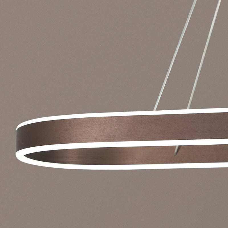 Oval Aluminum Island Pendant Lights Modern Style 2-Lights Chandelier Lamp Fixtures