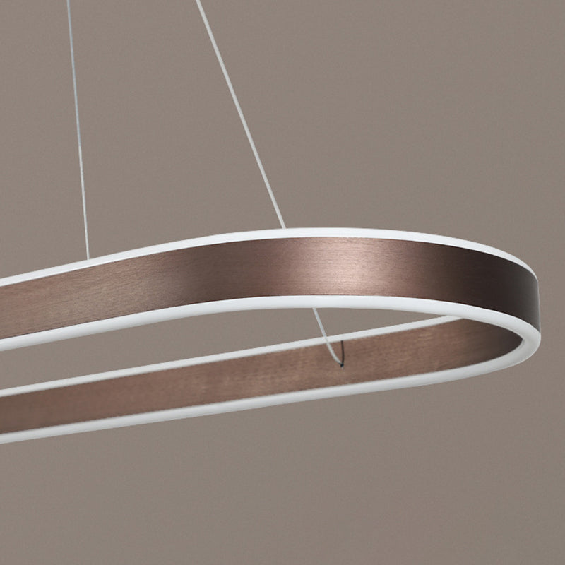 Oval Aluminum Island Pendant Lights Modern Style 2-Lights Chandelier Lamp Fixtures