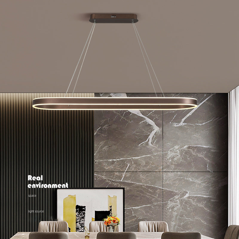 Oval Aluminum Island Pendant Lights Modern Style 2-Lights Chandelier Lamp Fixtures