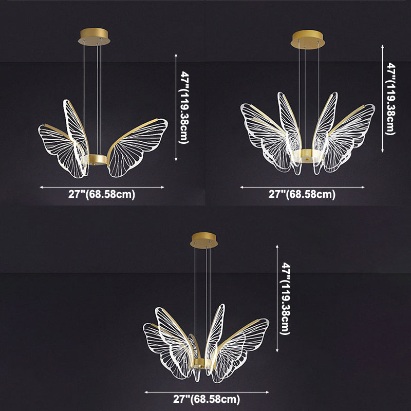 Butterfly Acrylic Ceiling Lamp Modern Style Multi Lights Pendant Lighting Fixtures