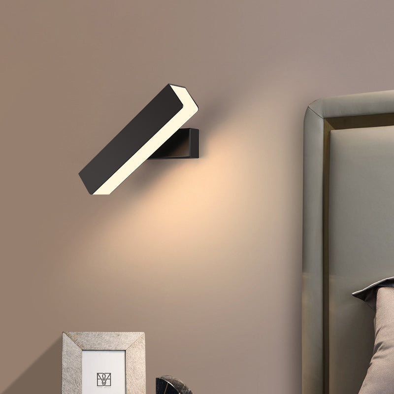 Lampada a parete a LED in ferro laccata in stile moderno rettangolare a parete rotabile per camera da letto