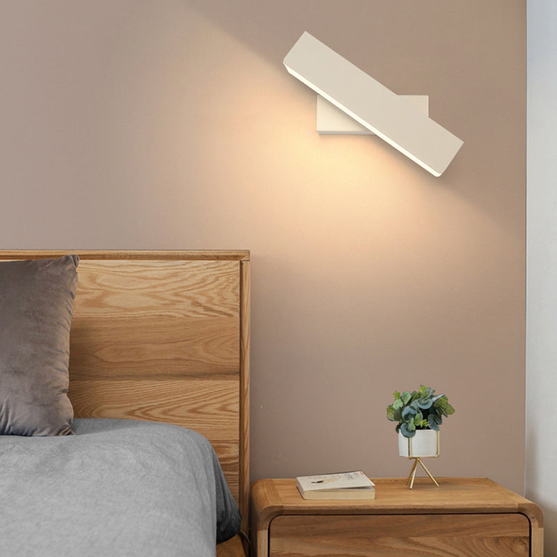 Lampada a parete a LED in ferro laccata in stile moderno rettangolare a parete rotabile per camera da letto