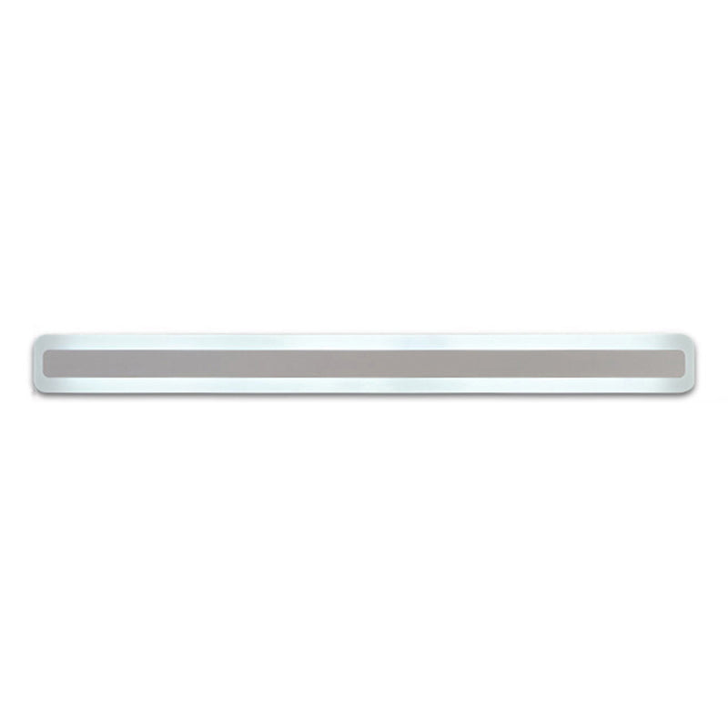 1-Light Linear Shade Wall Sconce Modern Simple Style Mirror Wall Lighting in Silver