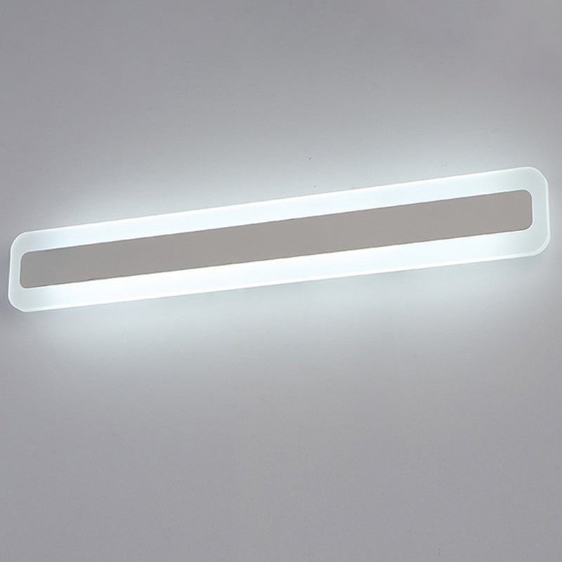 1-Light Linear Shade Wall Sconce Modern Simple Style Mirror Wall Lighting in Silver