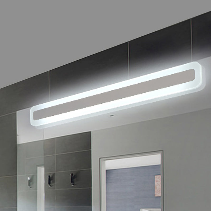 1-Light Linear Shade Wall Sconce Modern Simple Style Mirror Wall Lighting in Silver