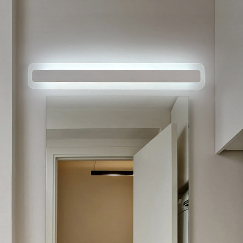 1-Light Linear Shade Wall Sconce Modern Simple Style Mirror Wall Lighting in Silver