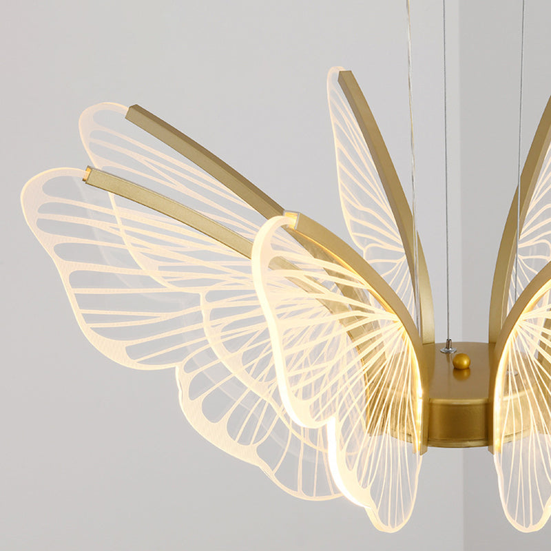 Modern Style Butterfly Ceiling Suspension Lamp Multi Lights Acrylic Hanging Lamp