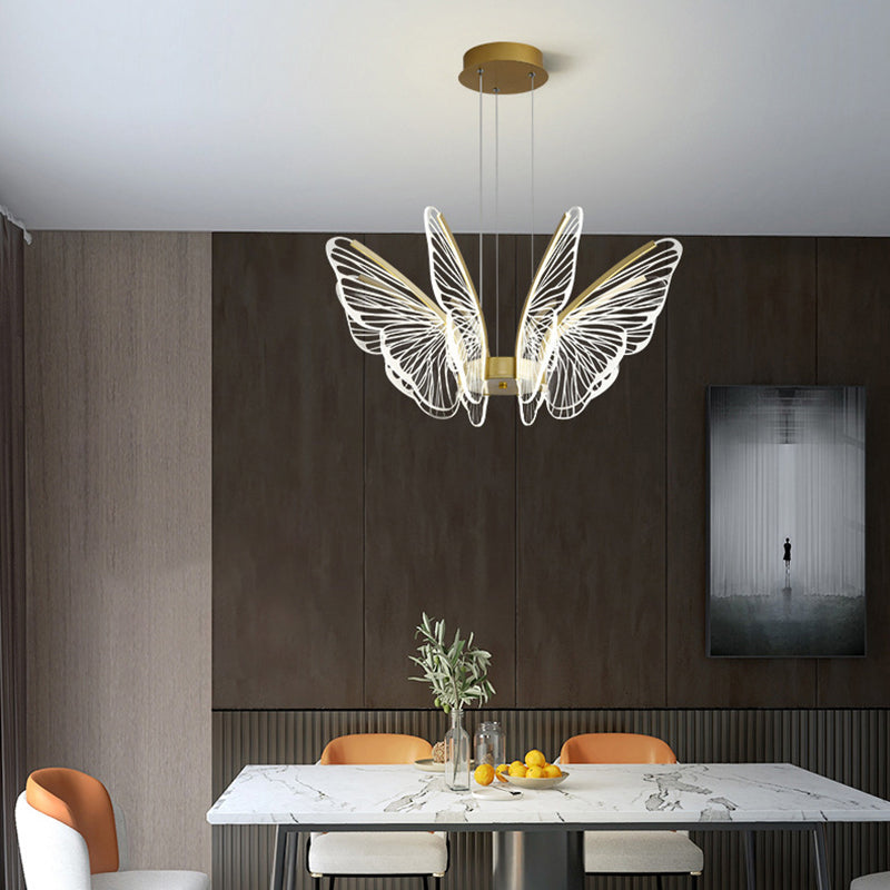 Modern Style Butterfly Ceiling Suspension Lamp Multi Lights Acrylic Hanging Lamp