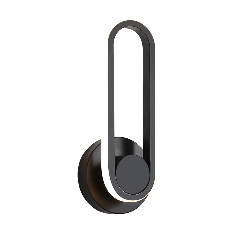Lacquered Iron Black LED Wall Sconce in Modern Concise Style Silicone Oval Rotatable Wall Lamp