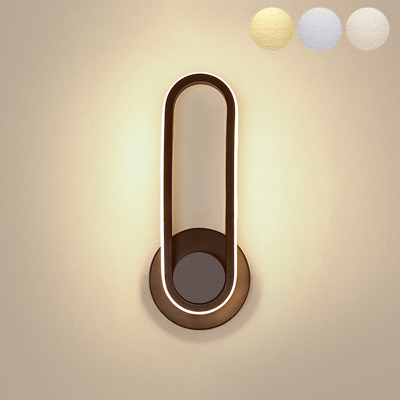 Lacquered Iron Black LED Wall Sconce in Modern Concise Style Silicone Oval Rotatable Wall Lamp