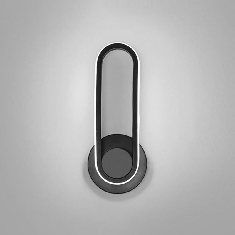 Lacquered Iron Black LED Wall Sconce in Modern Concise Style Silicone Oval Rotatable Wall Lamp