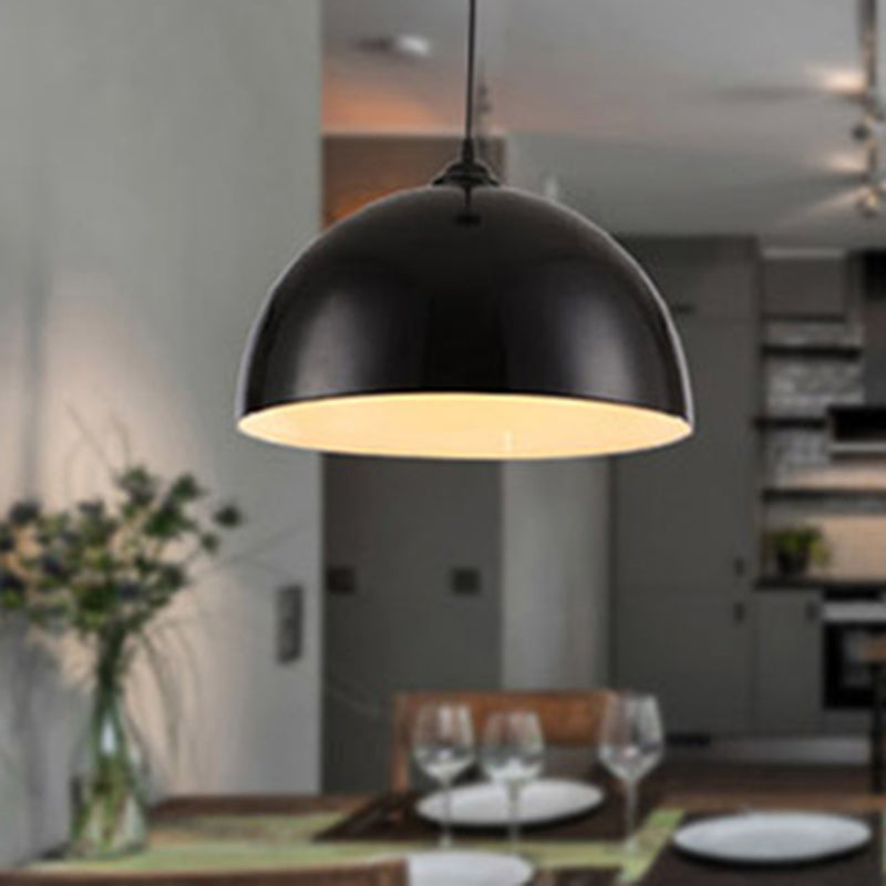 Lámpara colgante de tono de cúpula de 1 luces, luz colgante de metal contemporáneo para restaurante