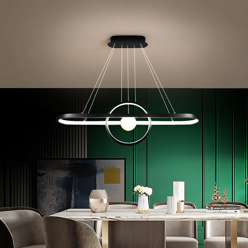 Geometric Island Lights Modern Kitchen Island Lighting Metal 3 Light Island Lamps in Black