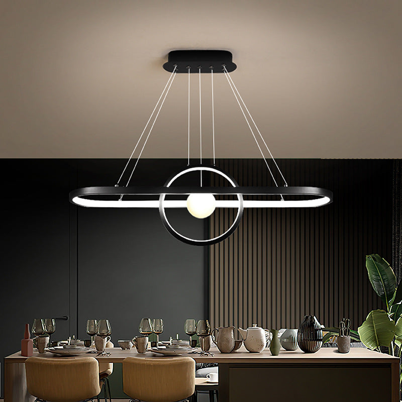 Geometric Island Lights Modern Kitchen Island Lighting Metal 3 Light Island Lamps in Black