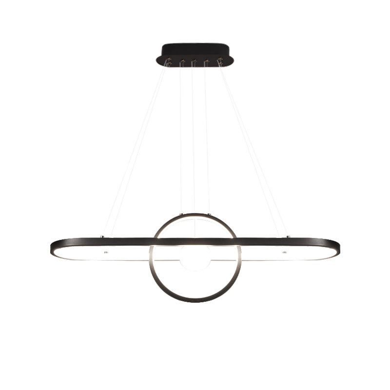 Geometric Island Lights Modern Kitchen Island Lighting Metal 3 Light Island Lamps in Black