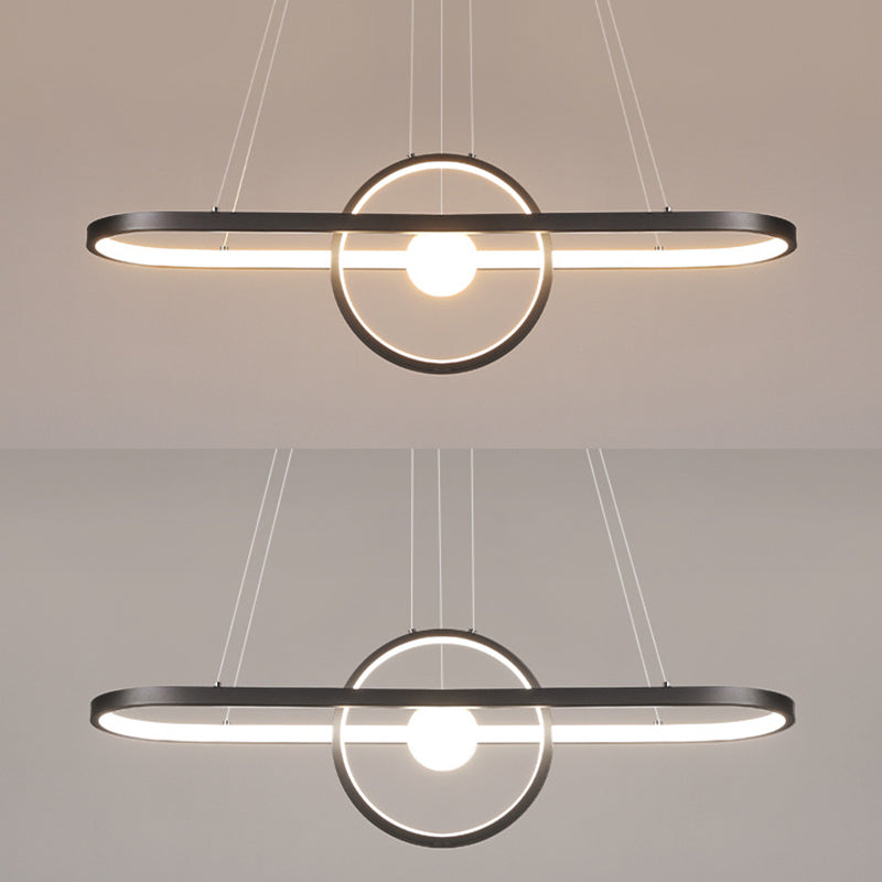 Geometric Island Lights Modern Kitchen Island Lighting Metal 3 Light Island Lamps in Black