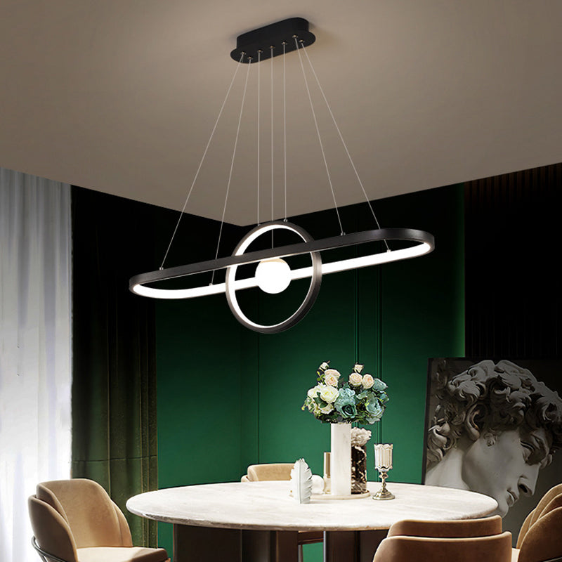 Geometric Island Lights Modern Kitchen Island Lighting Metal 3 Light Island Lamps in Black