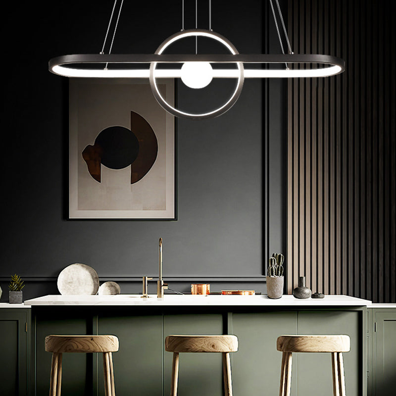 Geometric Island Lights Modern Kitchen Island Lighting Metal 3 Light Island Lamps in Black