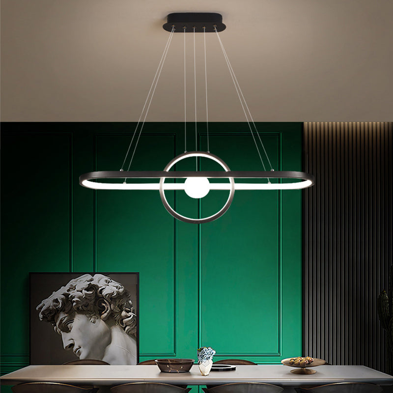 Geometric Island Lights Modern Kitchen Island Lighting Metal 3 Light Island Lamps in Black