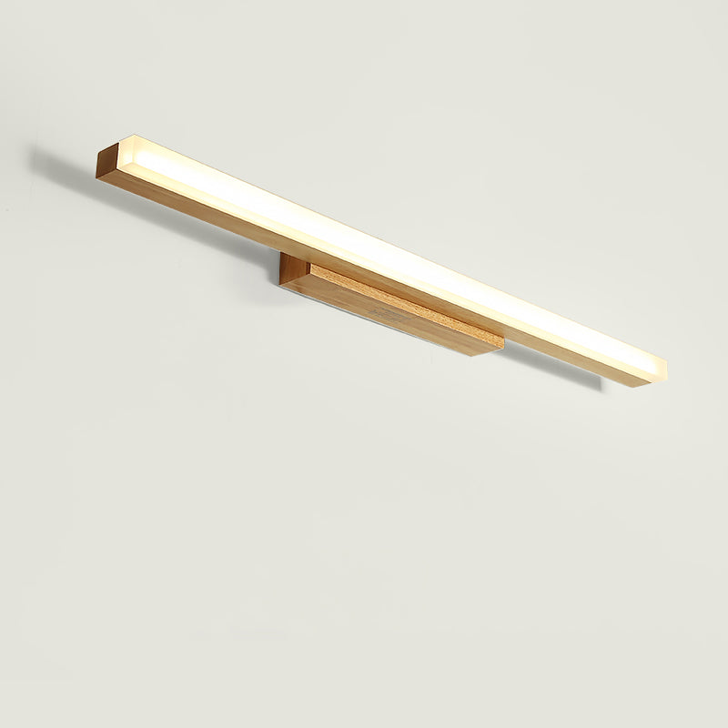 Metal Linear Shade Mirror Wall Lights Modern 1 Head Wall Mount Fixture in Brown