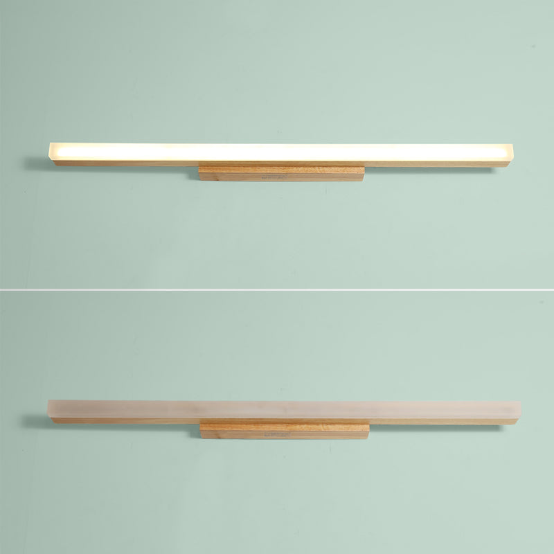 Metal Linear Shade Mirror Wall Lights Modern 1 Head Wall Mount Fixture in Brown