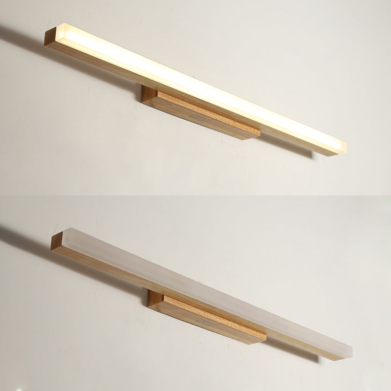 Metal Linear Shade Mirror Wall Lights Modern 1 Head Wall Mount Fixture in Brown