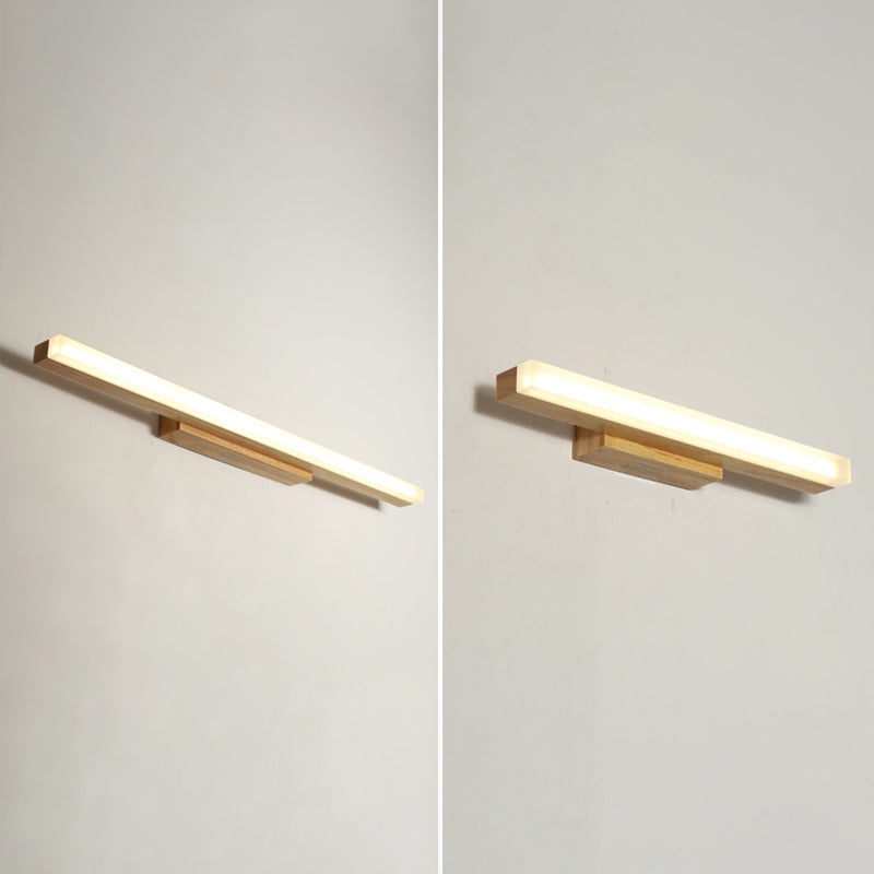 Metal Linear Shade Mirror Wall Lights Modern 1 Head Wall Mount Fixture in Brown