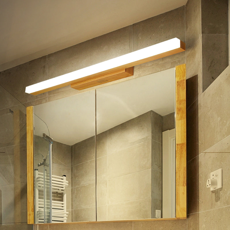 Metal Linear Shade Mirror Wall Lights Modern 1 Head Wall Mount Fixture in Brown