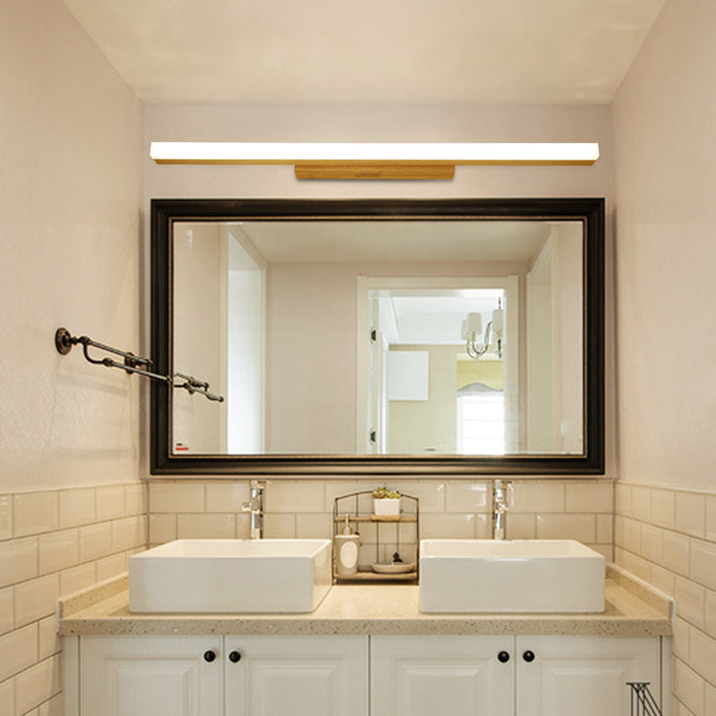 Metal Linear Shade Mirror Wall Lights Modern 1 Head Wall Mount Fixture in Brown