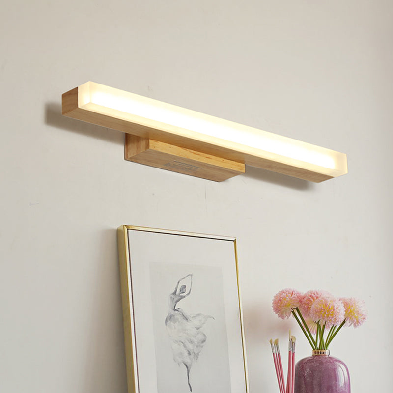 Metal Linear Shade Mirror Wall Lights Modern 1 Head Wall Mount Fixture in Brown