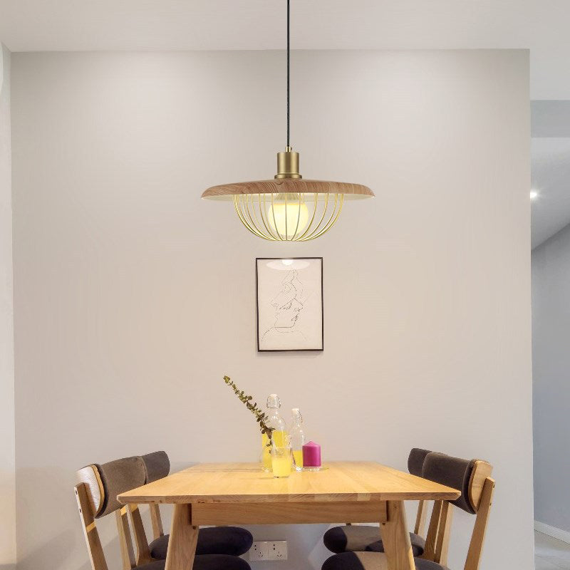 Minimalistischer Innenheimer hell, flacher Schatten mit Käfigmetall 1-Licht-Anhängerbeleuchtung